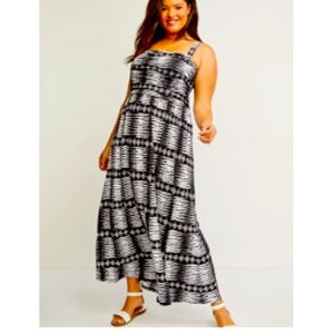 Printed Shirred-Bodice Maxi Dress